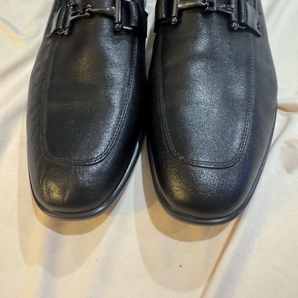 Florsheim Zaffiro Black Leather Mens Moc Toe Bit Loafers Size 8.5 W View 3